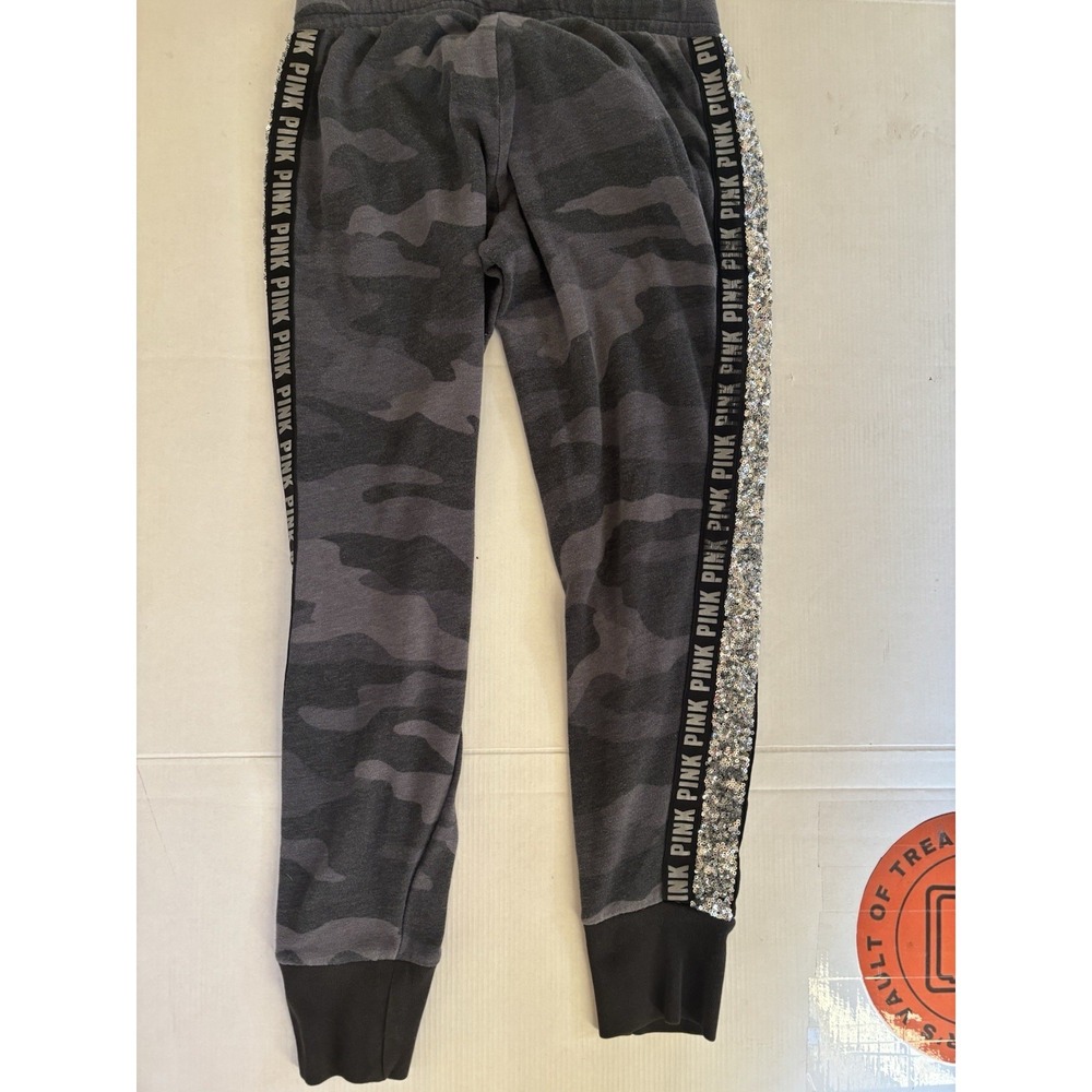 Victoria's Secret PINK CAMO BLING Sequined Stripe Joggers Sweats Sweatpant Small - Picture 9 of 11